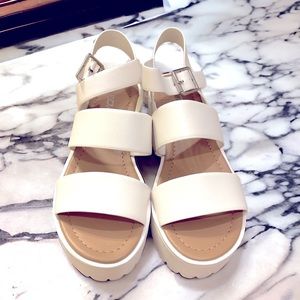 Soda White Wedge Sandals